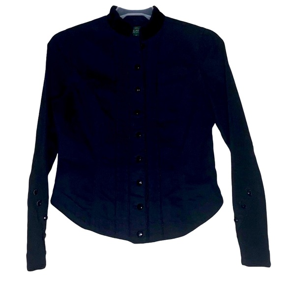 Lauren Ralph Lauren Jackets & Blazers - Ralph Lauren Black Victorian Style Denim With Velvet Jacket Size Xtra Small